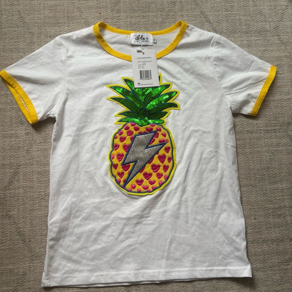 NWT Lola and The Boys Sequin Pineapple T-Shirt Size 10